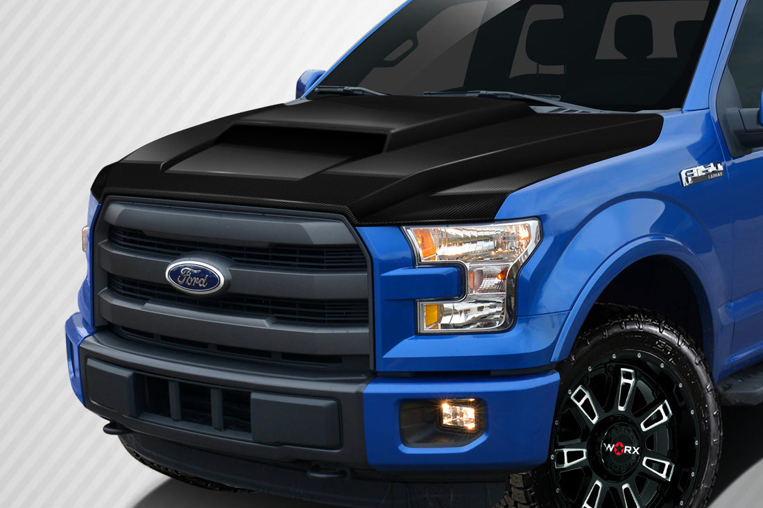 Ford F-150 2015-2020 Carbon Fiber Grid Hood Carbon Creations
