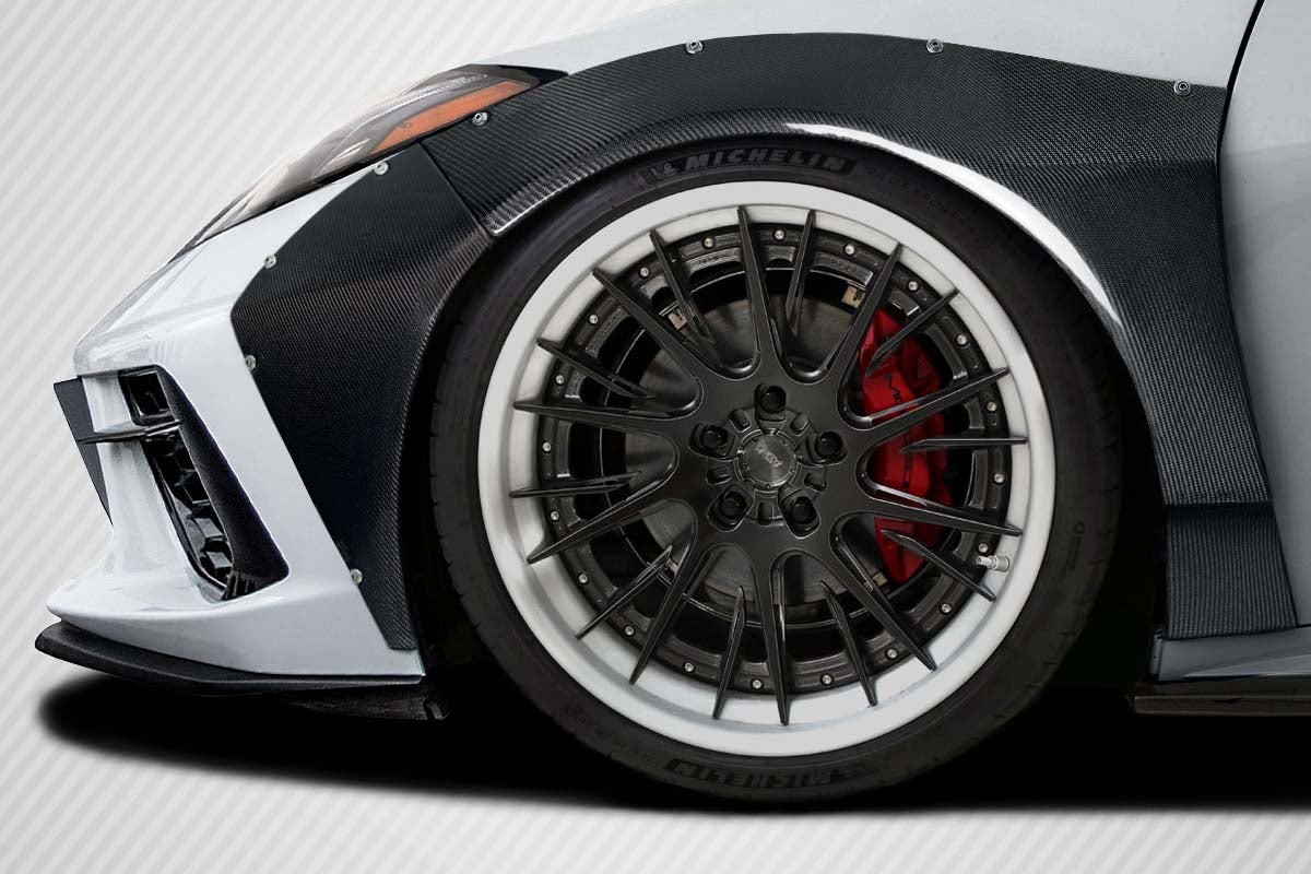 Chevrolet Corvette C8 Carbon Fiber Gran Veloce Wide Body Front Fender Flares Carbon Creations