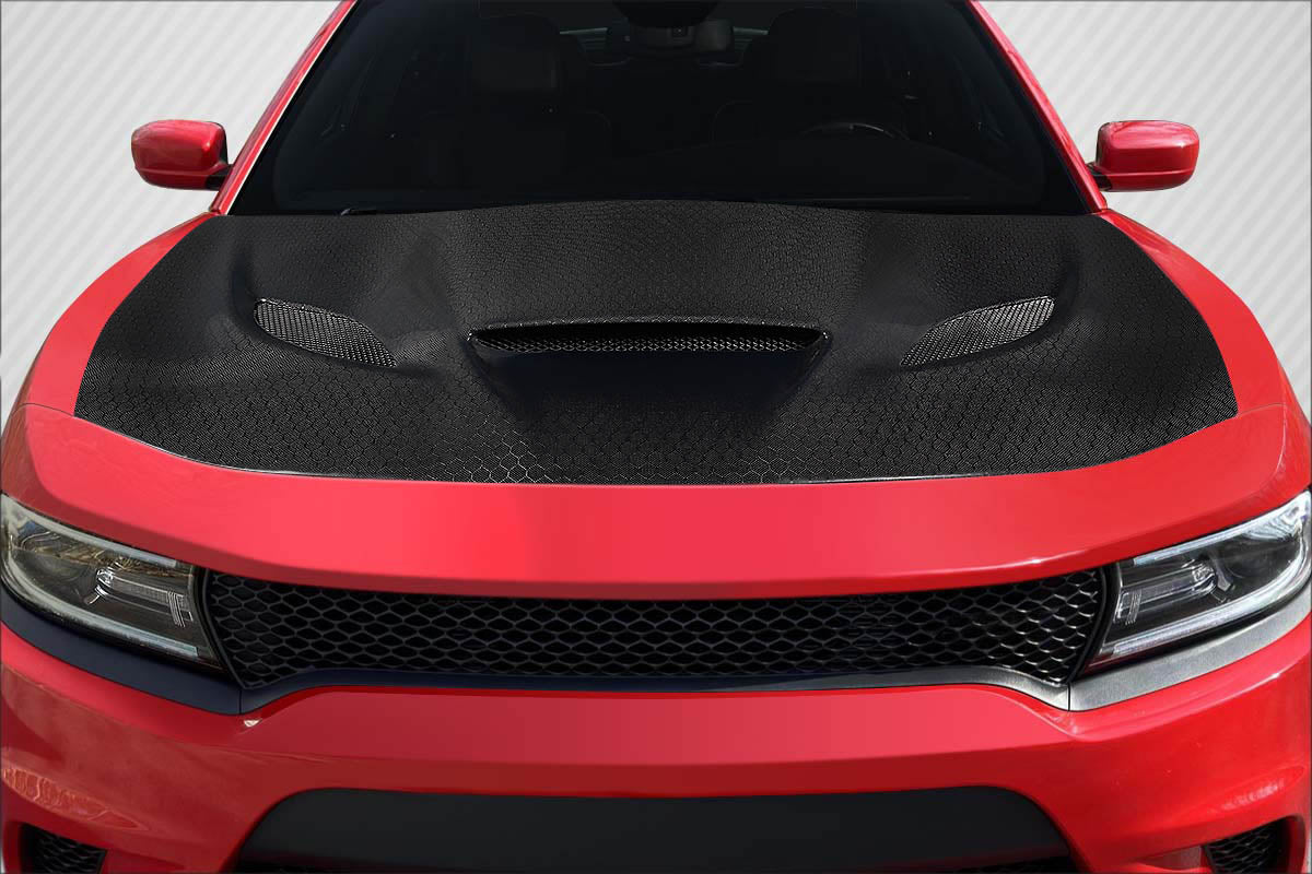 Dodge Charger 2015-2023 Carbon Fiber Geo6ix Dritech Hellcat Look Hood Carbon Creations