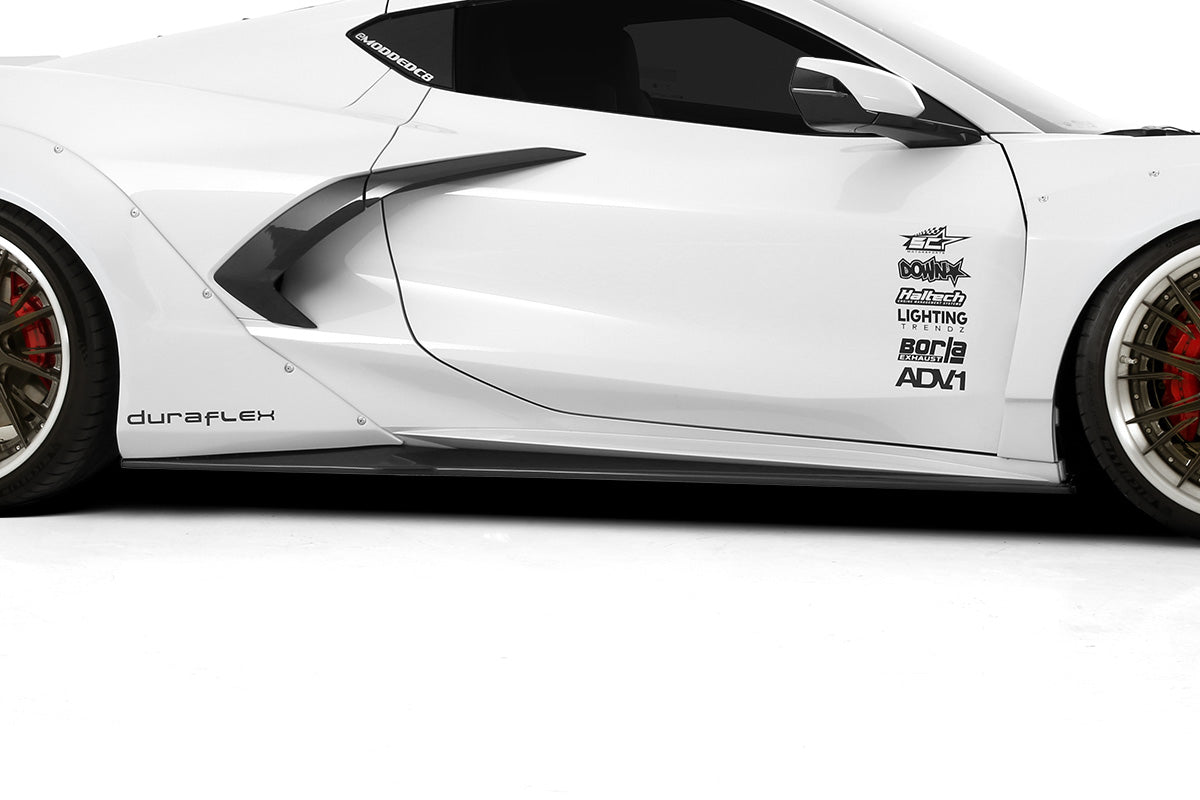 Chevrolet Corvette C8 Gran Veloce Wide Body Side Skirt Rocker Panel Splitters Duraflex