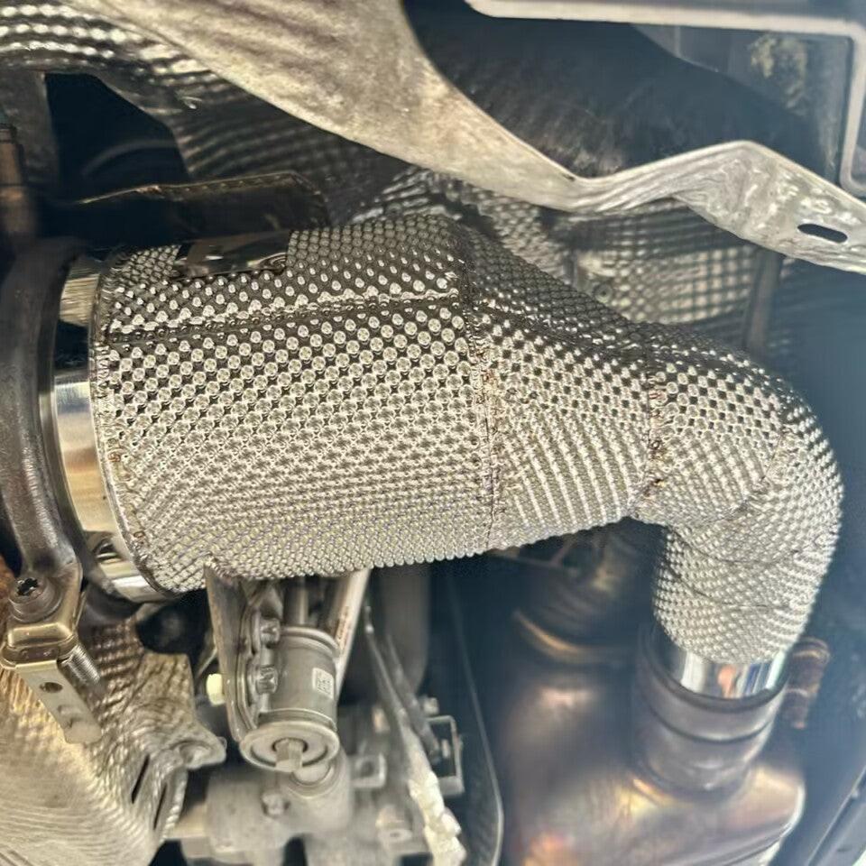 Porsche 992 304SS Catted Downpipe with Heat Shield ASC