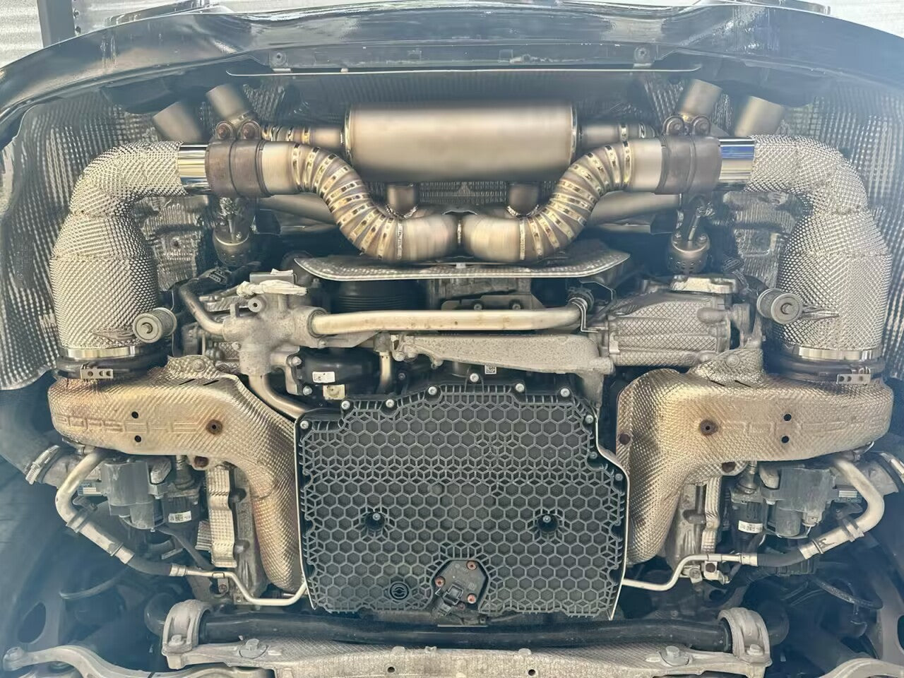Porsche 992 304SS Catted Downpipe with Heat Shield ASC