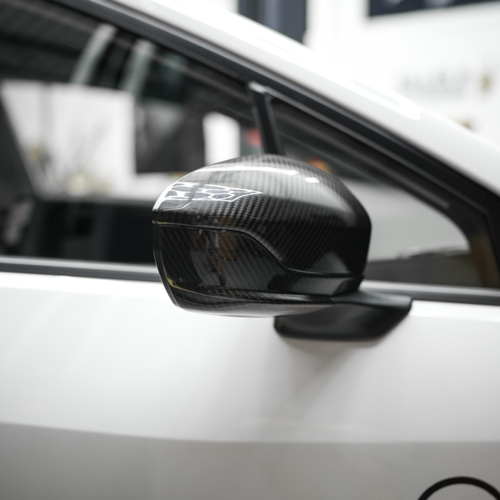 Subaru WRX 2022-2024 Tanso Dry Carbon Fiber Side Mirror Lower Trim Covers Gloss Finish JDMuscle