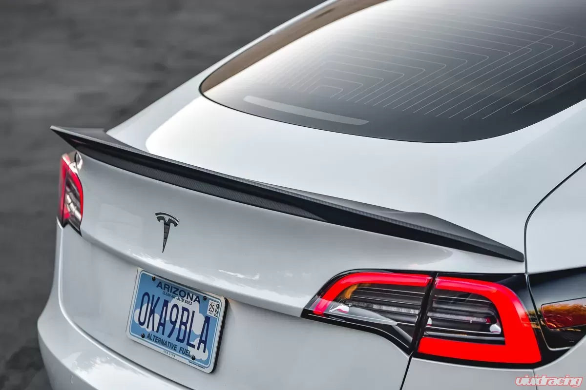 Tesla Model 3 Matte Carbon Fiber Trunk Spoiler VR Aero