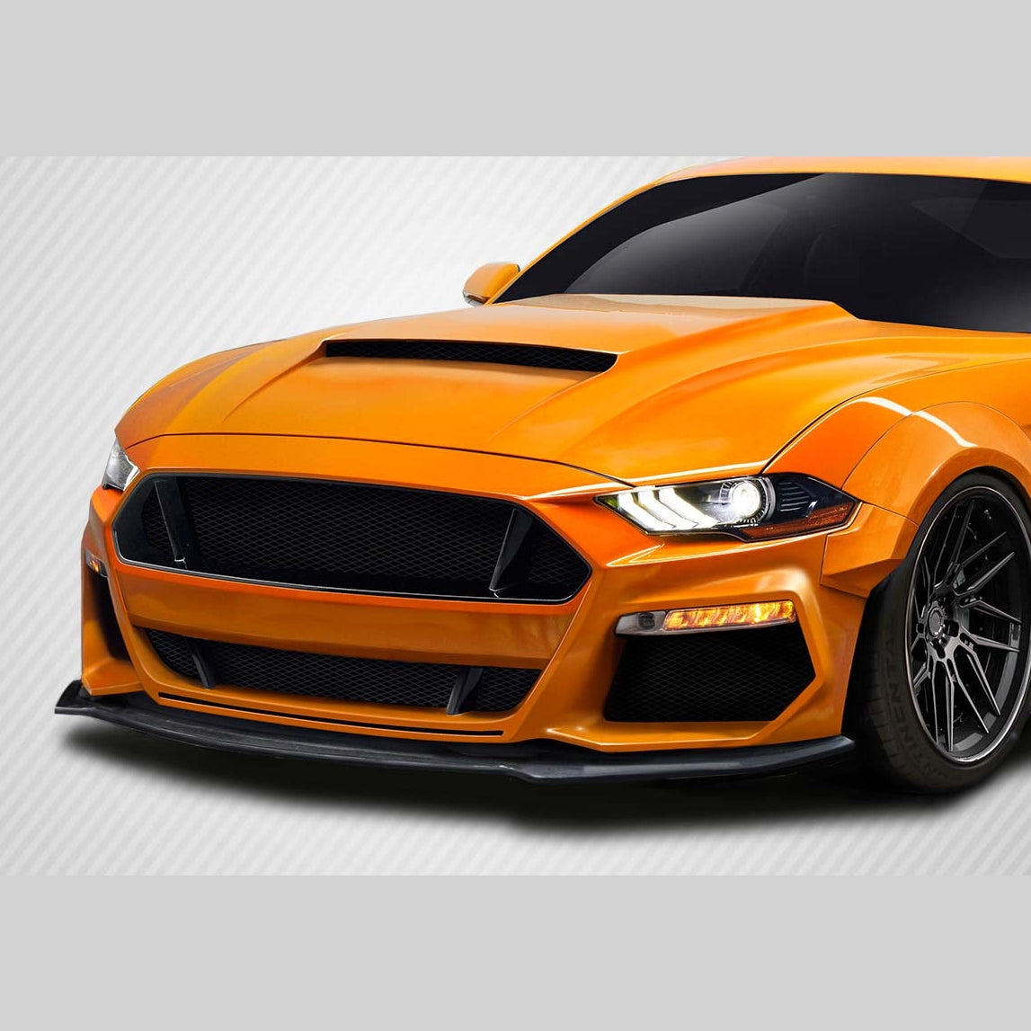 Ford Mustang 2018-2023 Carbon Fiber Grid Front Lip Carbon Creations