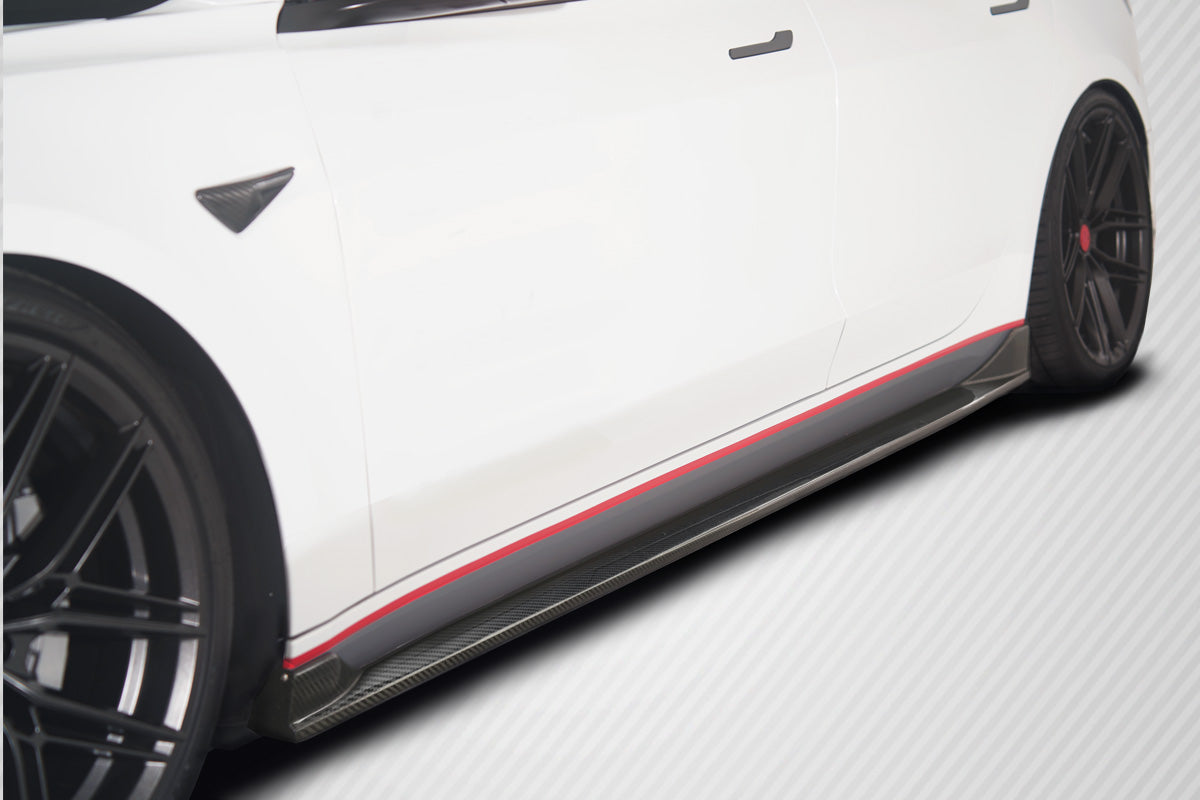 Tesla Model 3 2018-2023 Carbon Fiber GT Concept Side Skirt Rocker Panels Carbon Creations