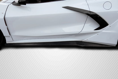 Chevrolet Corvette C8 Carbon Fiber Gran Veloce Wide Body Side Skirt Rocker Panel Splitters Carbon Creations