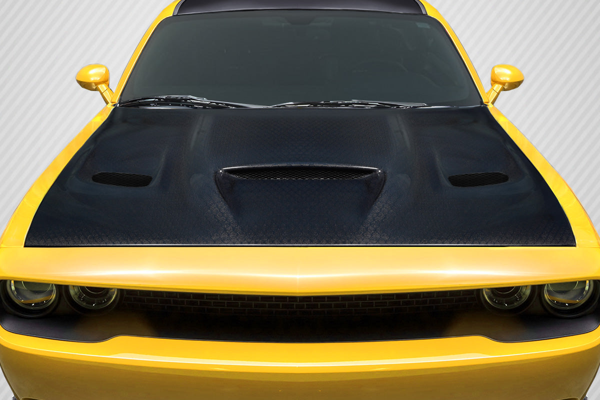 Dodge Challenger 2008-2023 Carbon Fiber Geo6ix Dritech Hellcat Look Hood Carbon Creations